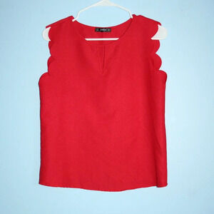 SHEIN Red High Neck Key-Hole Neckline Flutter Sleeves XS